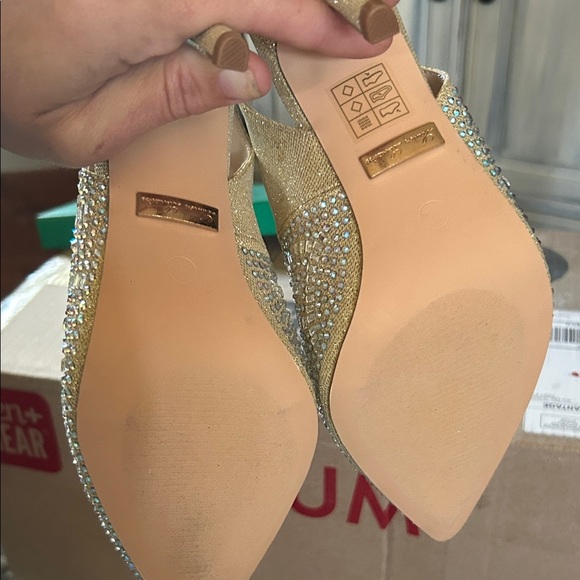 Lauren Lorraine Gold Crystal Embellished Heels - Picture 6 of 7